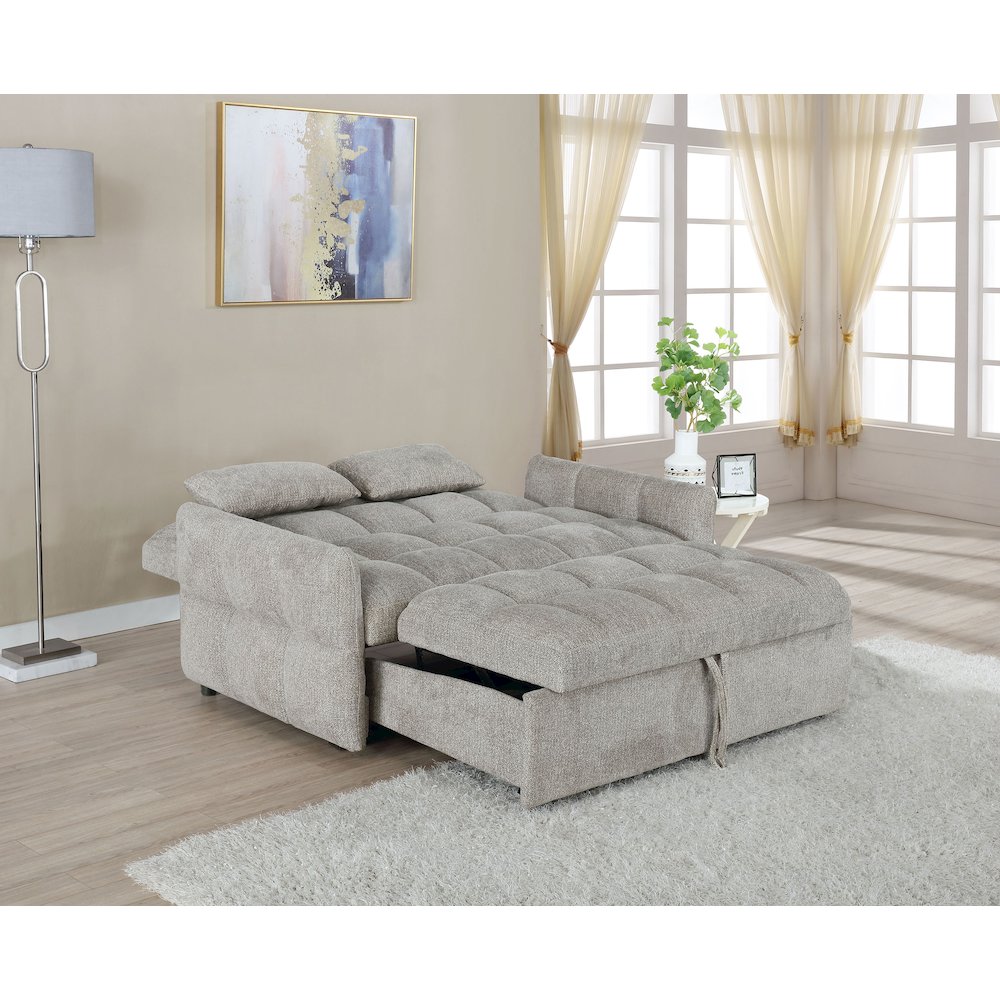 Cotswold Upholstered Convertible Sleeper Sofa Bed Light Grey. Picture 8