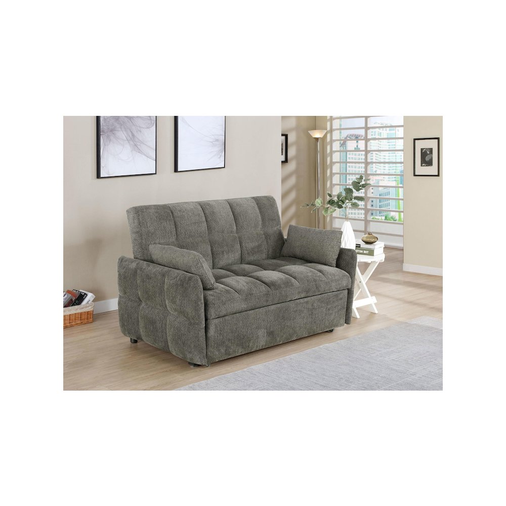 Cotswold Upholstered Convertible Sleeper Sofa Bed Dark Grey. Picture 6