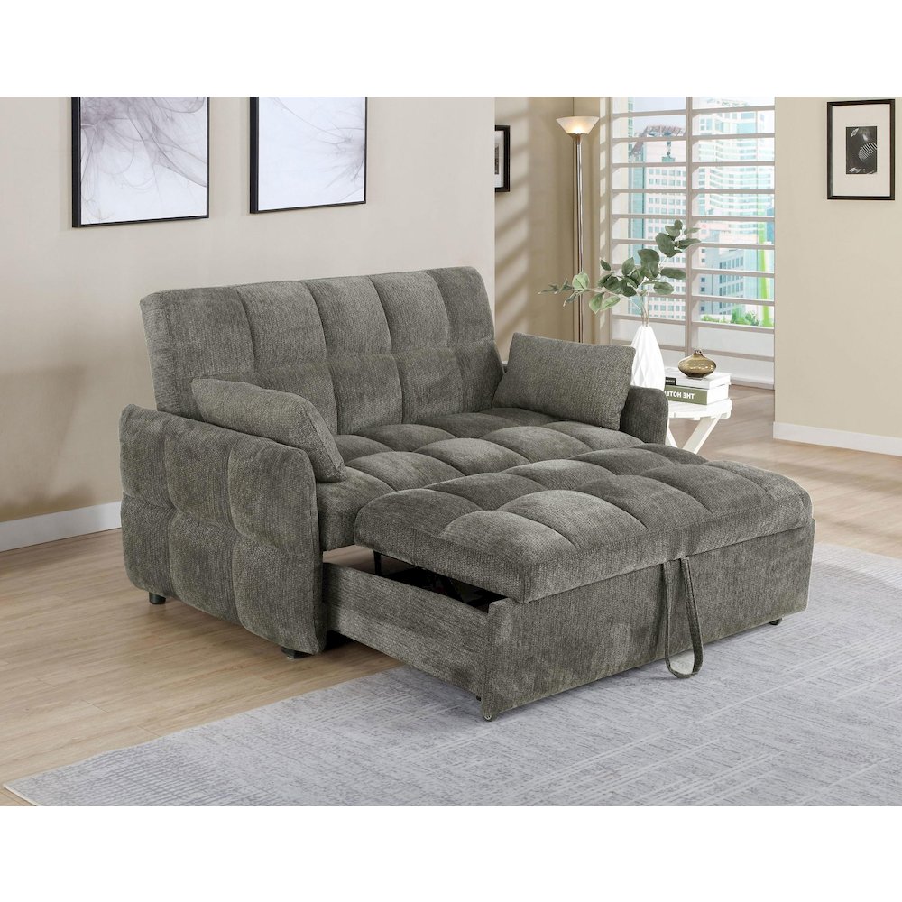 Cotswold Upholstered Convertible Sleeper Sofa Bed Dark Grey. Picture 5