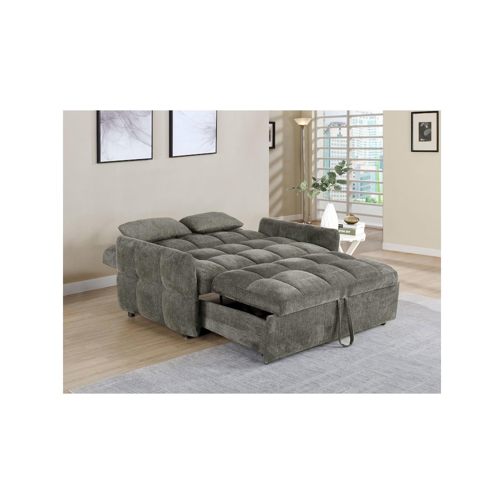 Cotswold Upholstered Convertible Sleeper Sofa Bed Dark Grey. Picture 8