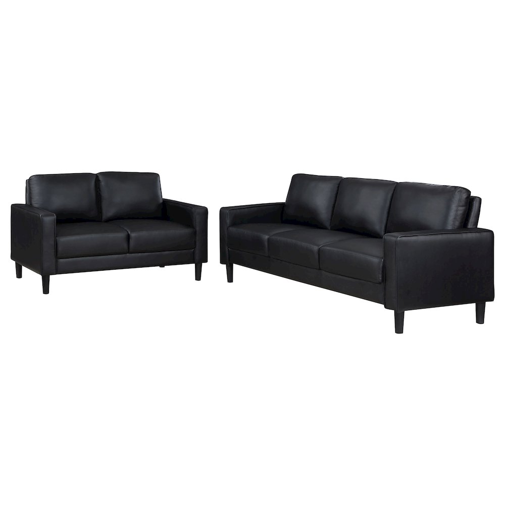 Ruth 2-piece Upholstered Track Arm Sofa Set Black. Picture 1