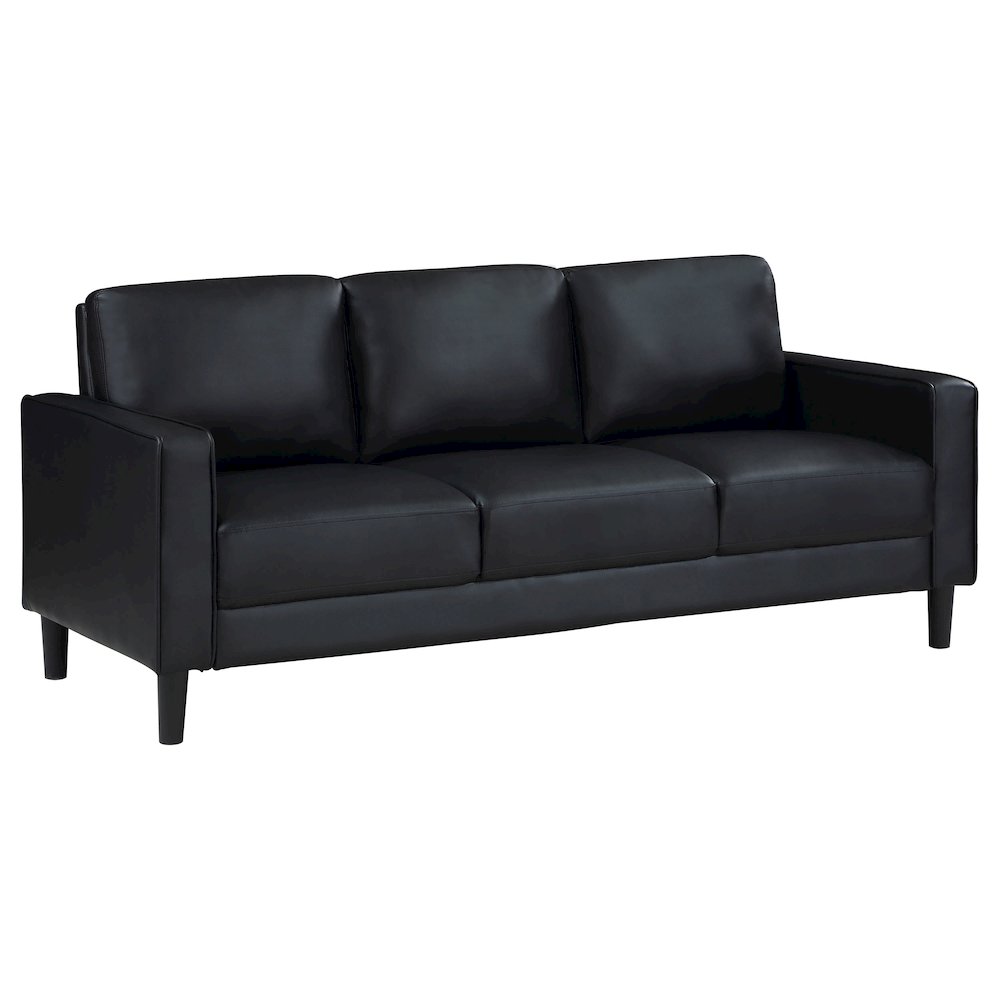 Ruth 3-piece Upholstered Track Arm Sofa Set Black. Picture 3