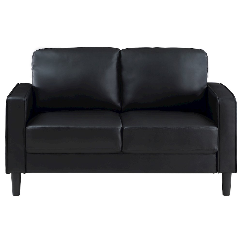 Ruth Upholstered Track Arm Loveseat Black. Picture 3