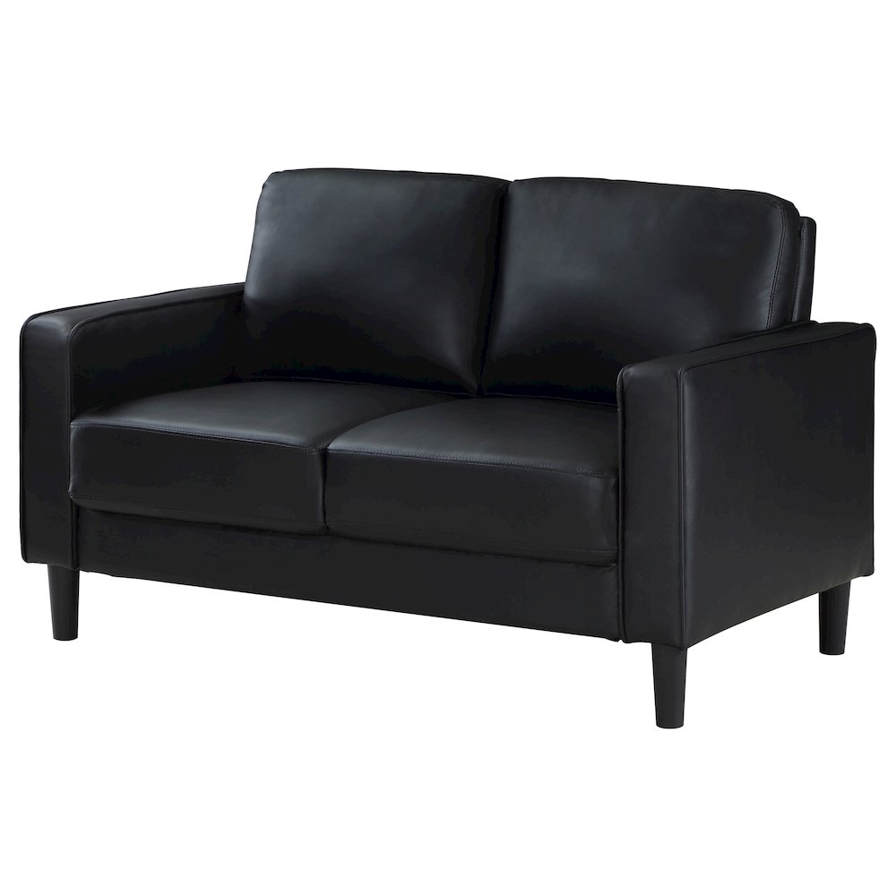 Ruth Upholstered Track Arm Loveseat Black. Picture 4