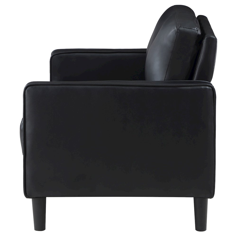 Ruth Upholstered Track Arm Loveseat Black. Picture 5