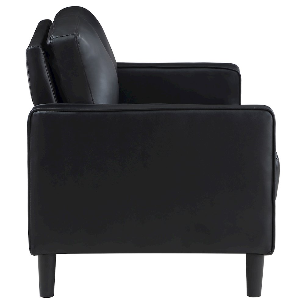 Ruth Upholstered Track Arm Loveseat Black. Picture 8
