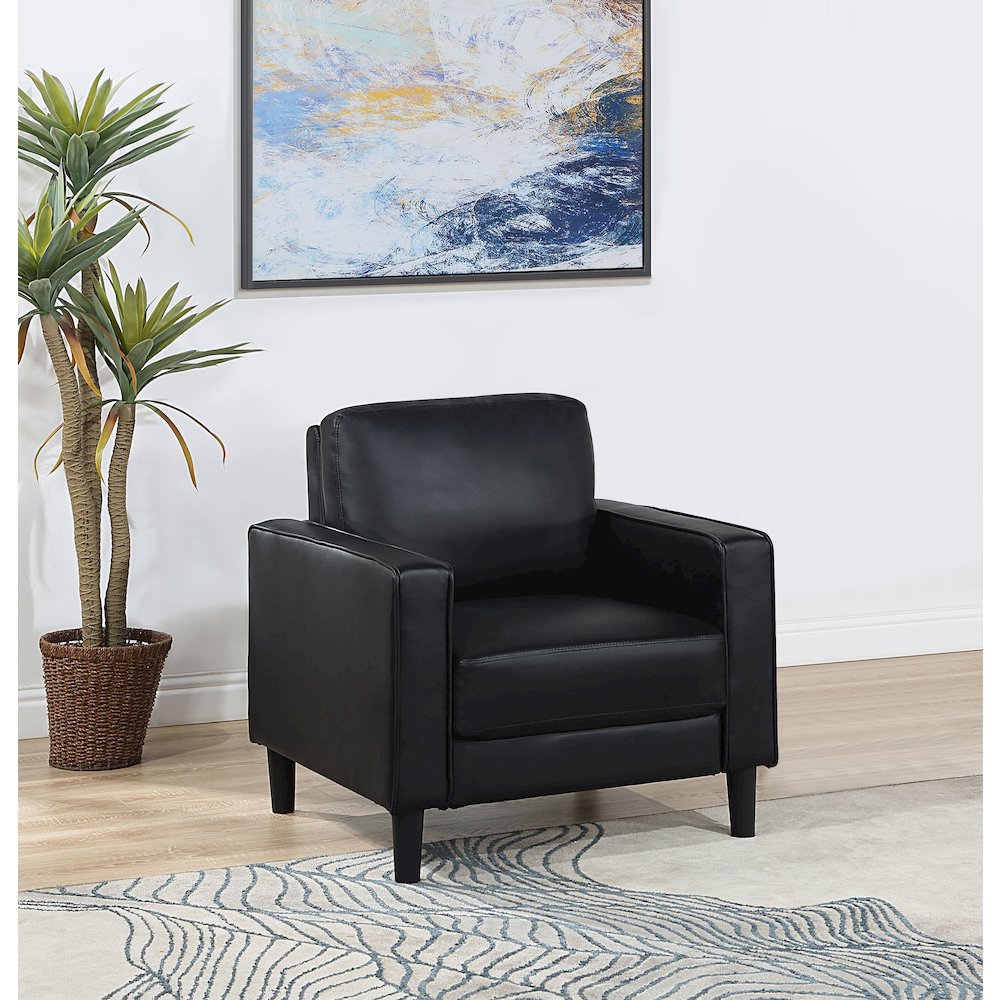 Ruth Upholstered Track Arm Accent Chair Black. Picture 9