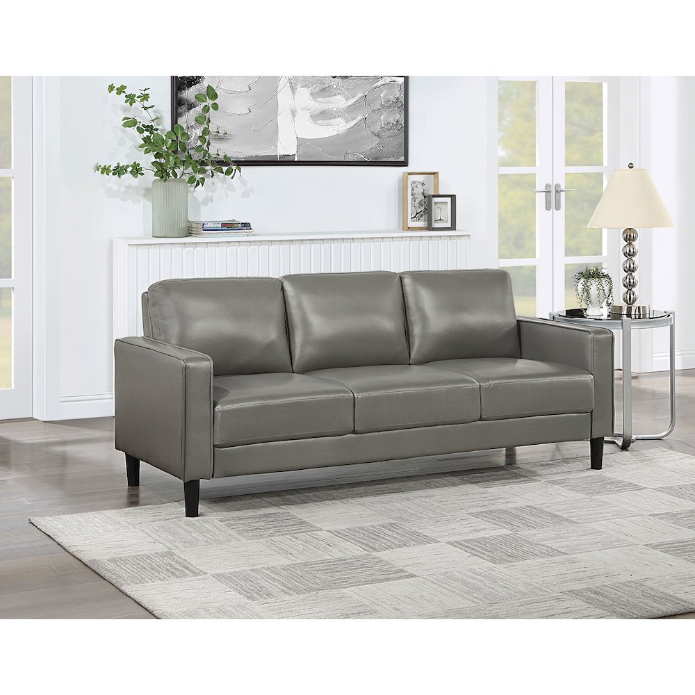Ruth Upholstered Track Arm Sofa Grey. Picture 9