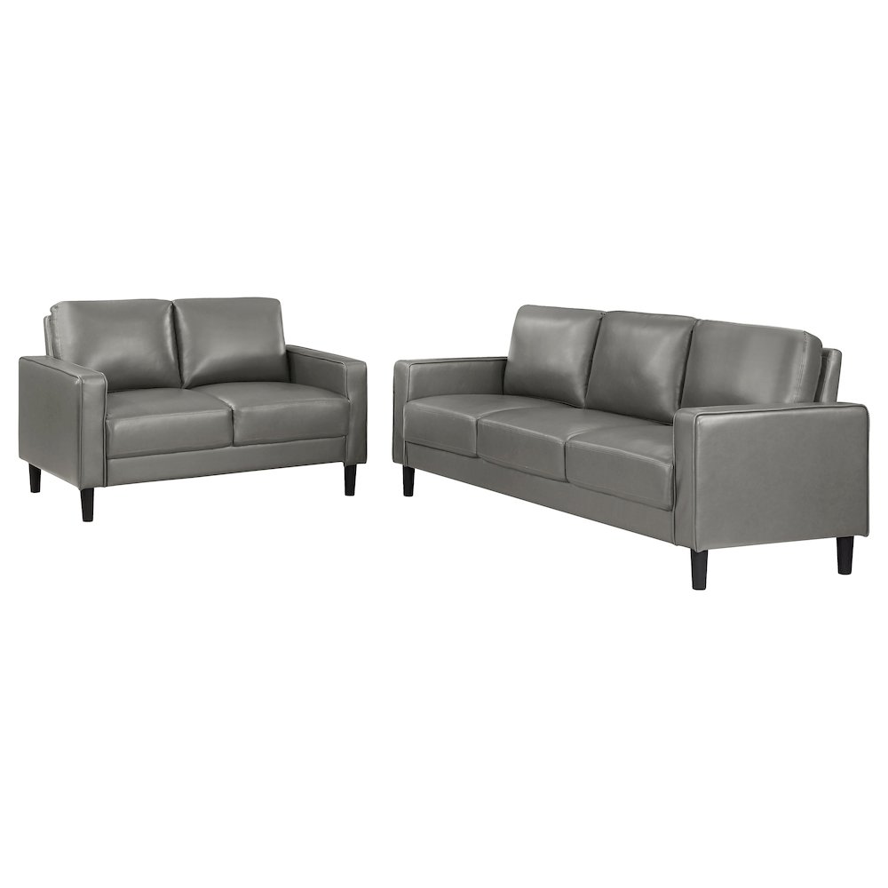 Ruth 2-piece Upholstered Track Arm Sofa Set Grey. Picture 1