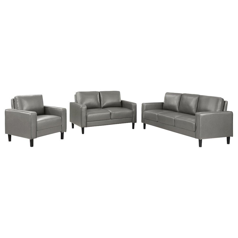 Ruth 3-piece Upholstered Track Arm Sofa Set Grey. Picture 1