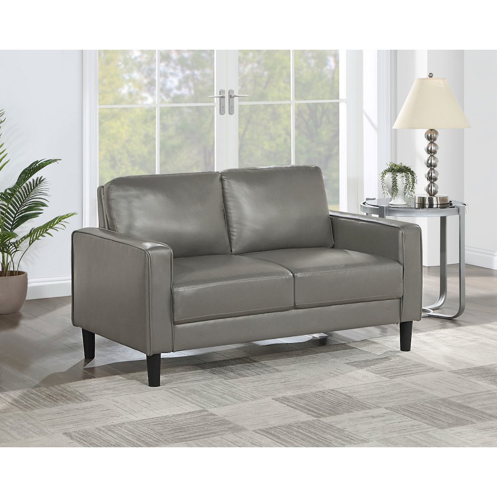 Ruth Upholstered Track Arm Loveseat Grey. Picture 9