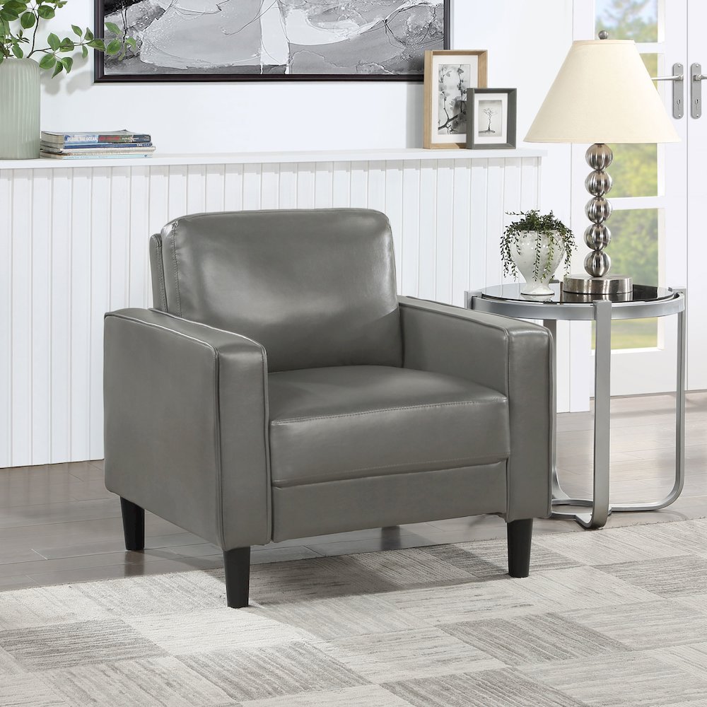 Ruth Upholstered Track Arm Accent Chair Grey. Picture 9