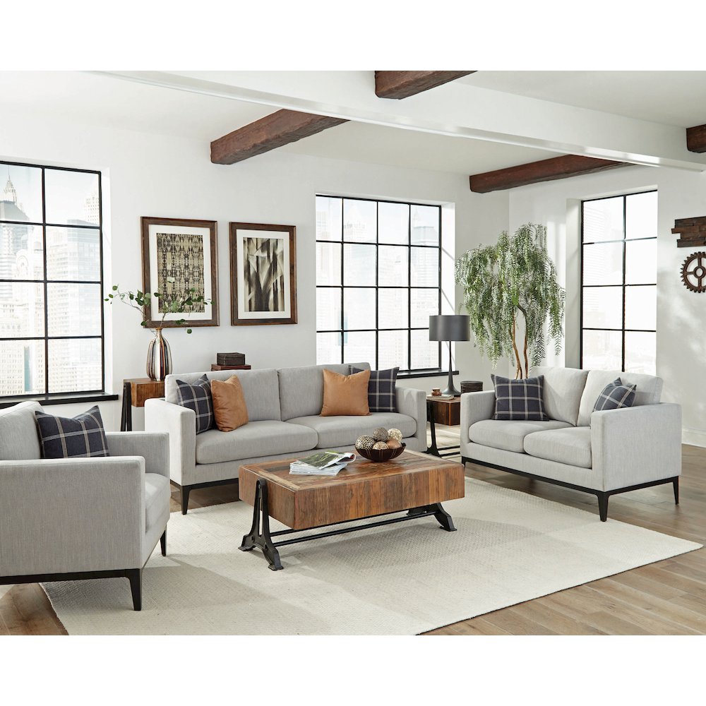 Apperson Upholstered Track Arm Sofa Light Grey. Picture 12