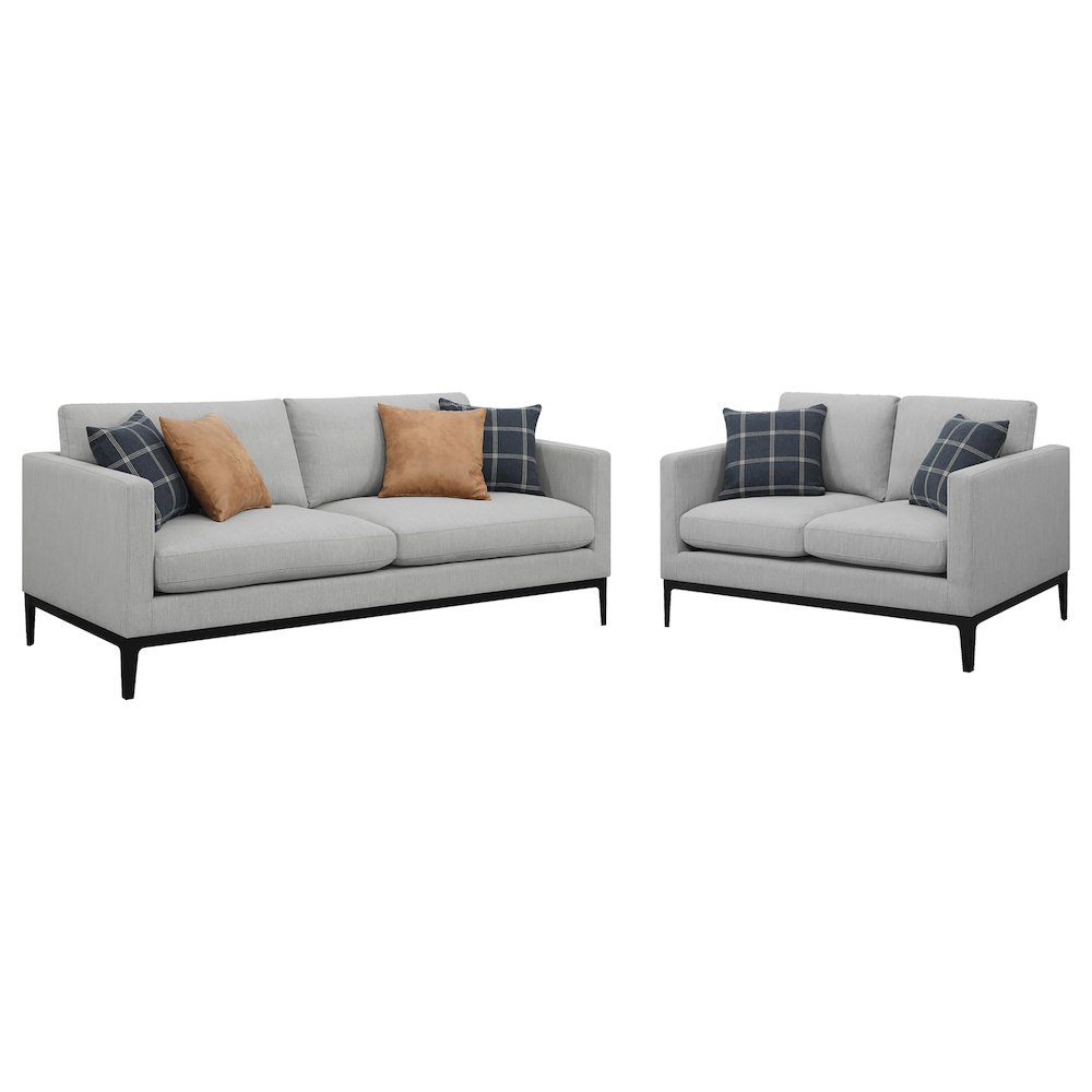 Apperson 2-piece Upholstered Track Arm Sofa Set Light Grey. Picture 1