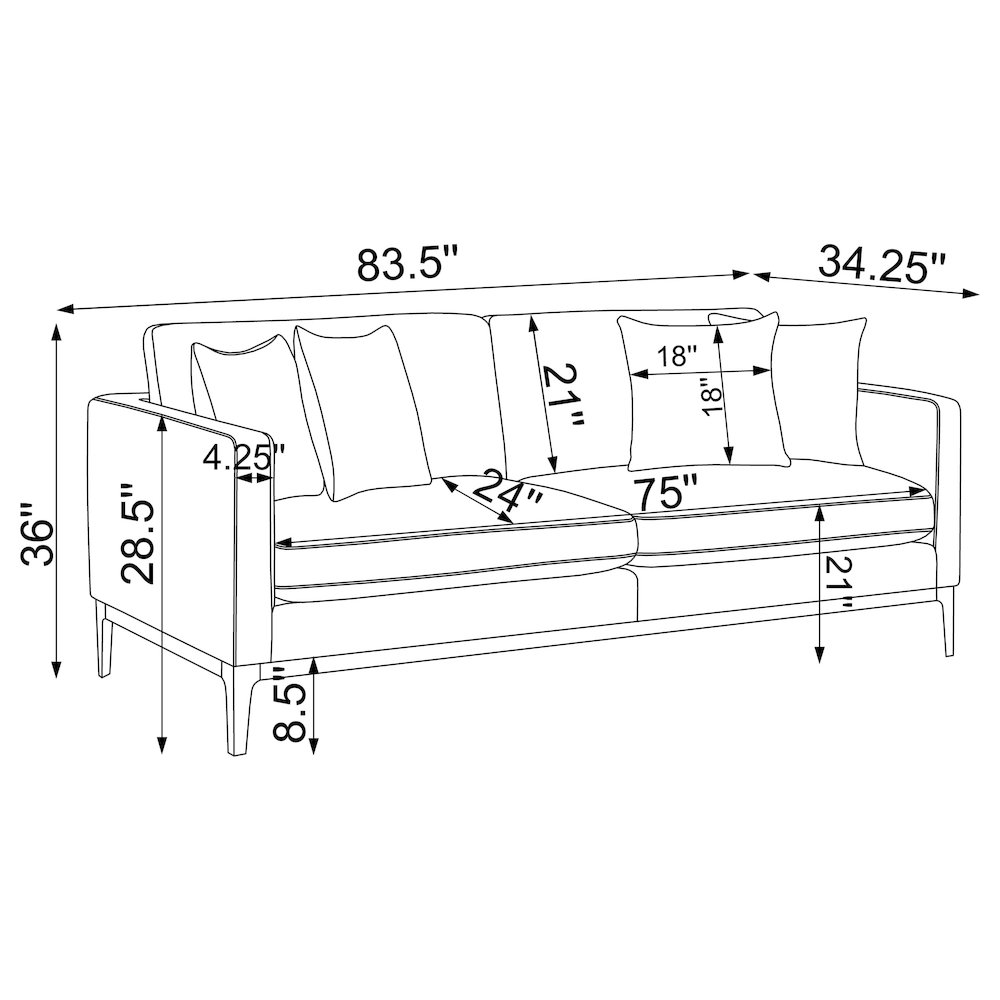 Apperson 2-piece Upholstered Track Arm Sofa Set Light Grey. Picture 13
