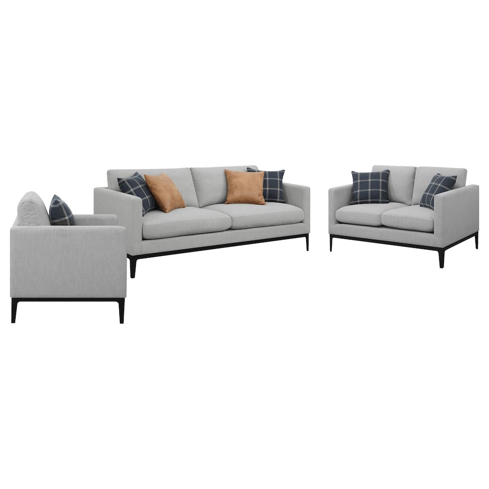 Apperson 3-piece Upholstered Track Arm Sofa Set Light Grey. Picture 1