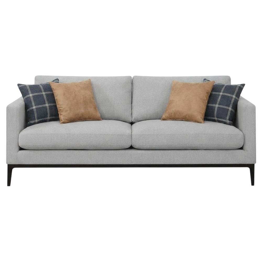 Polyester-Upholstered Track Arm Sofa with Metal Legs for Living Room, Light Grey. Picture 1