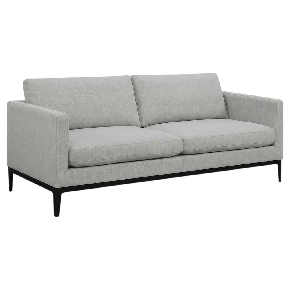 Polyester-Upholstered Track Arm Sofa with Metal Legs for Living Room, Light Grey. Picture 3