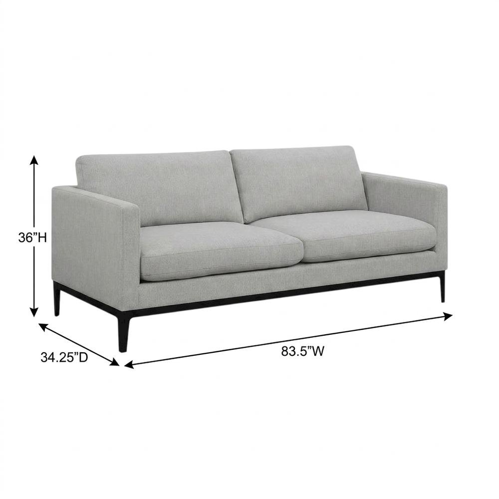 Polyester-Upholstered Track Arm Sofa with Metal Legs for Living Room, Light Grey. Picture 5