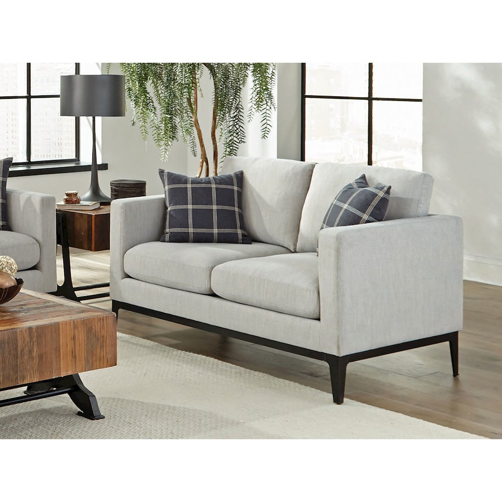 Apperson Upholstered Track Arm Loveseat Light Grey. Picture 10
