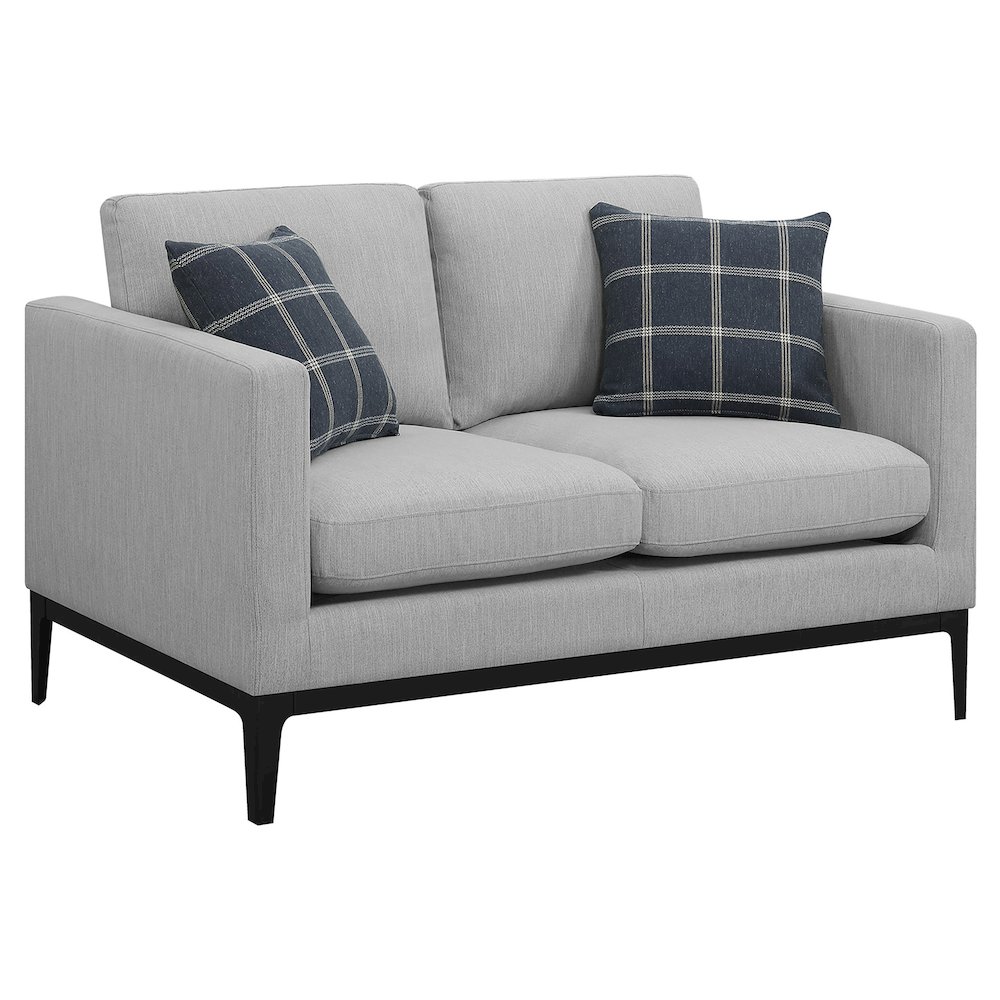 Apperson Upholstered Track Arm Loveseat Light Grey. Picture 1