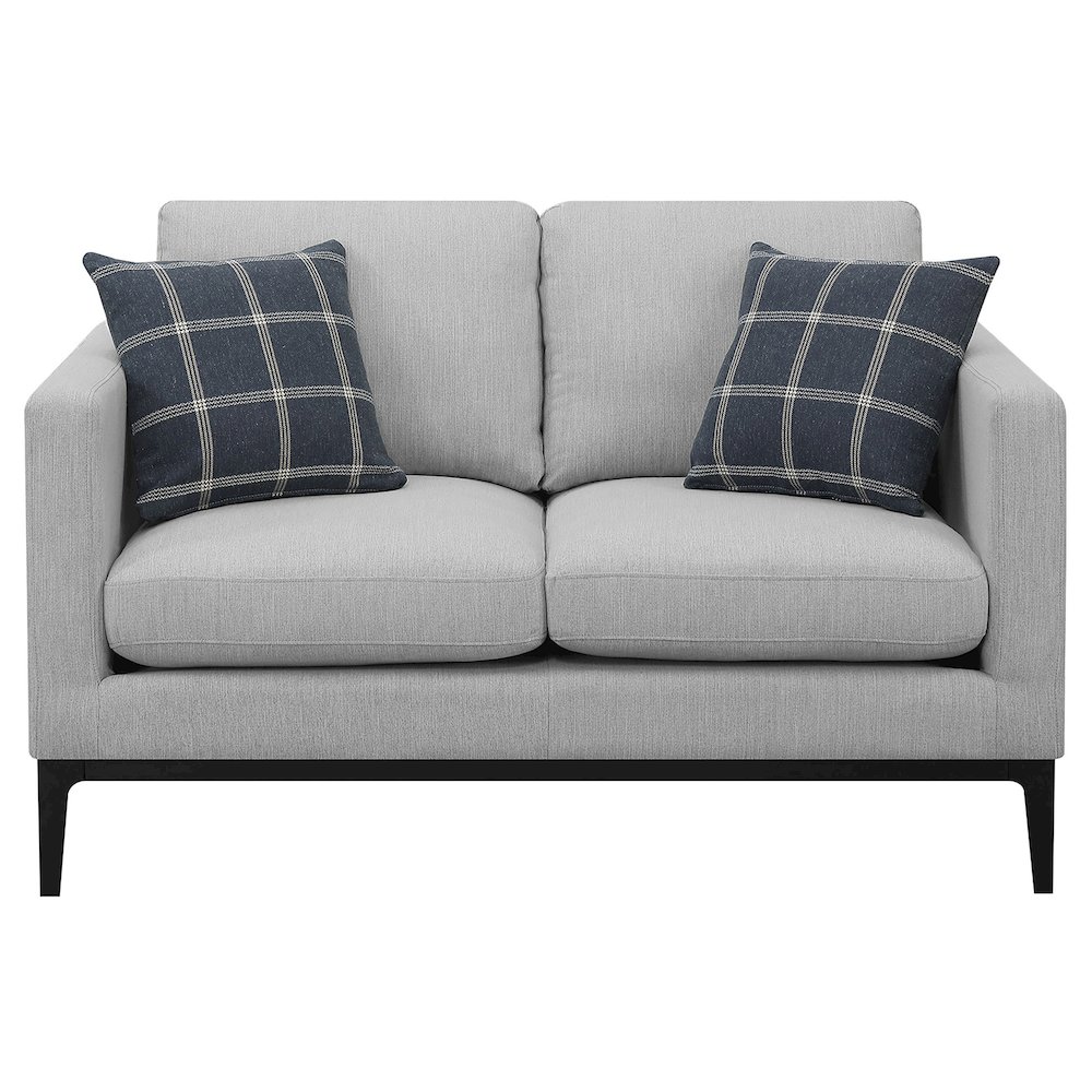 Apperson Upholstered Track Arm Loveseat Light Grey. Picture 3