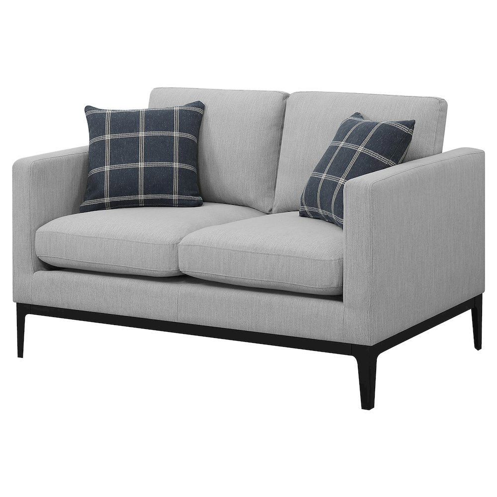 Apperson Upholstered Track Arm Loveseat Light Grey. Picture 4