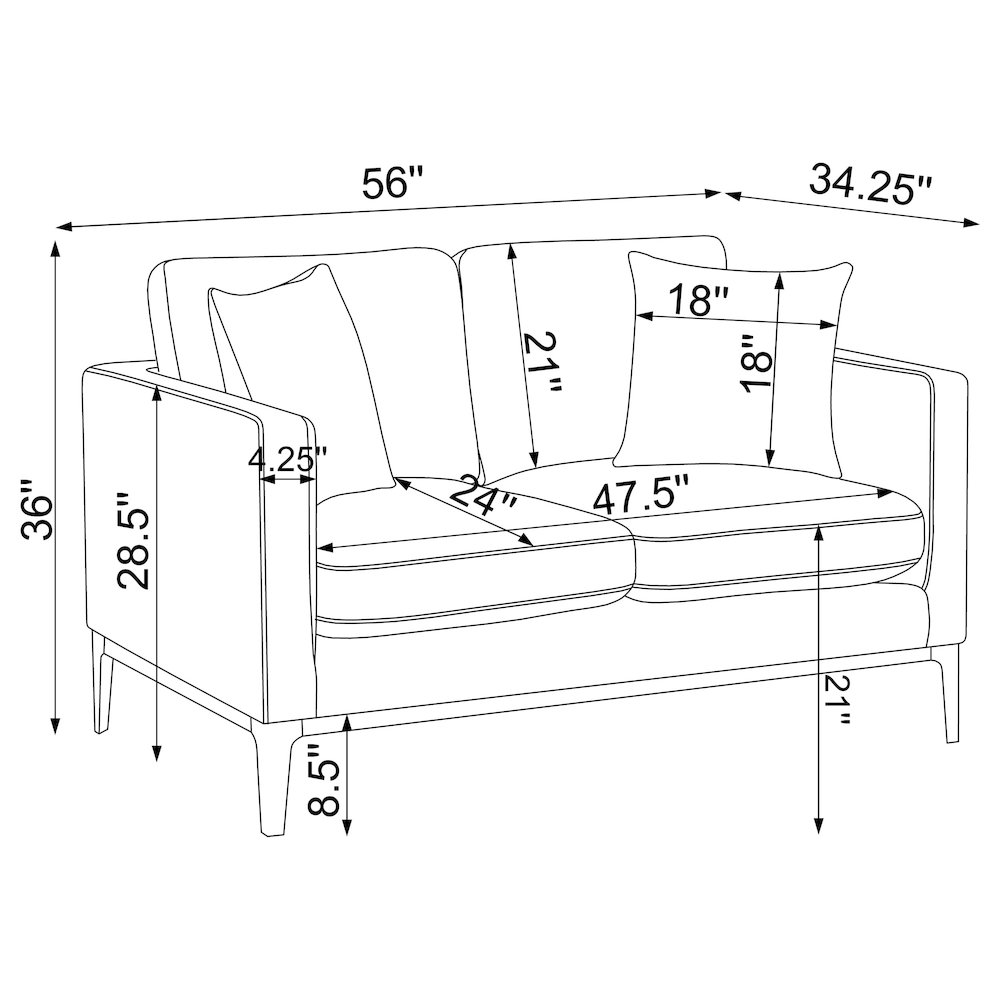 Apperson Upholstered Track Arm Loveseat Light Grey. Picture 13