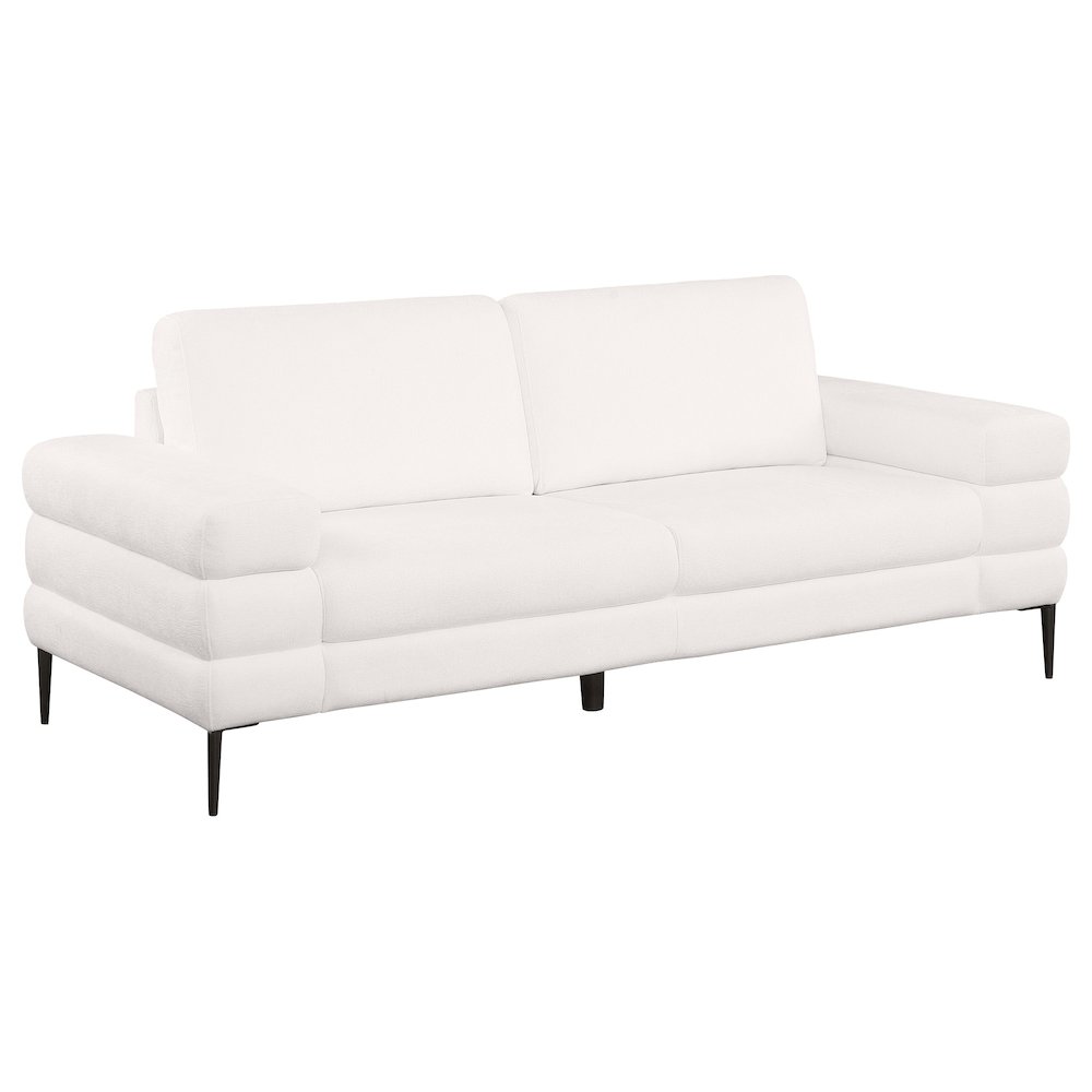 Jessel Chenille Upholstered Track Arm Sofa Ivory. Picture 1
