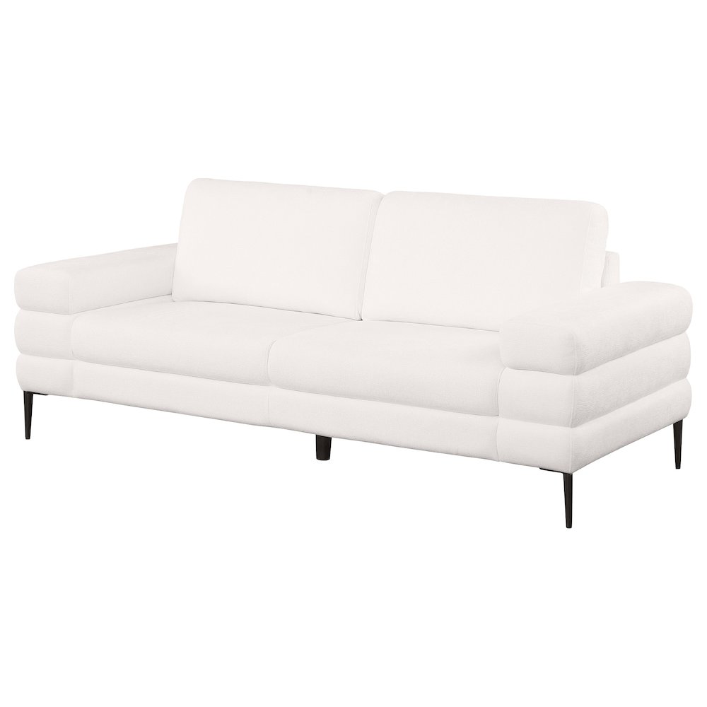 Jessel Chenille Upholstered Track Arm Sofa Ivory. Picture 4