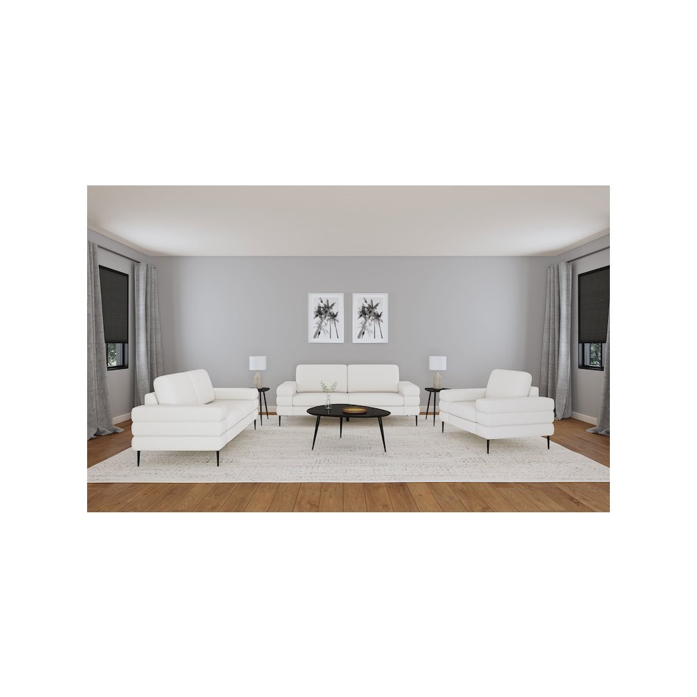 Jessel Chenille Upholstered Track Arm Sofa Ivory. Picture 11