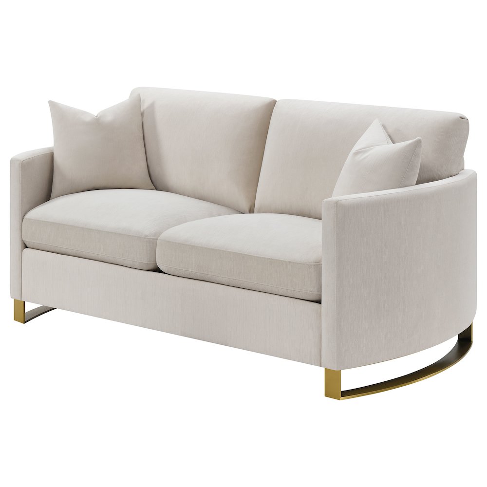 Corliss Upholstered Arched Arm Loveseat Beige. Picture 4