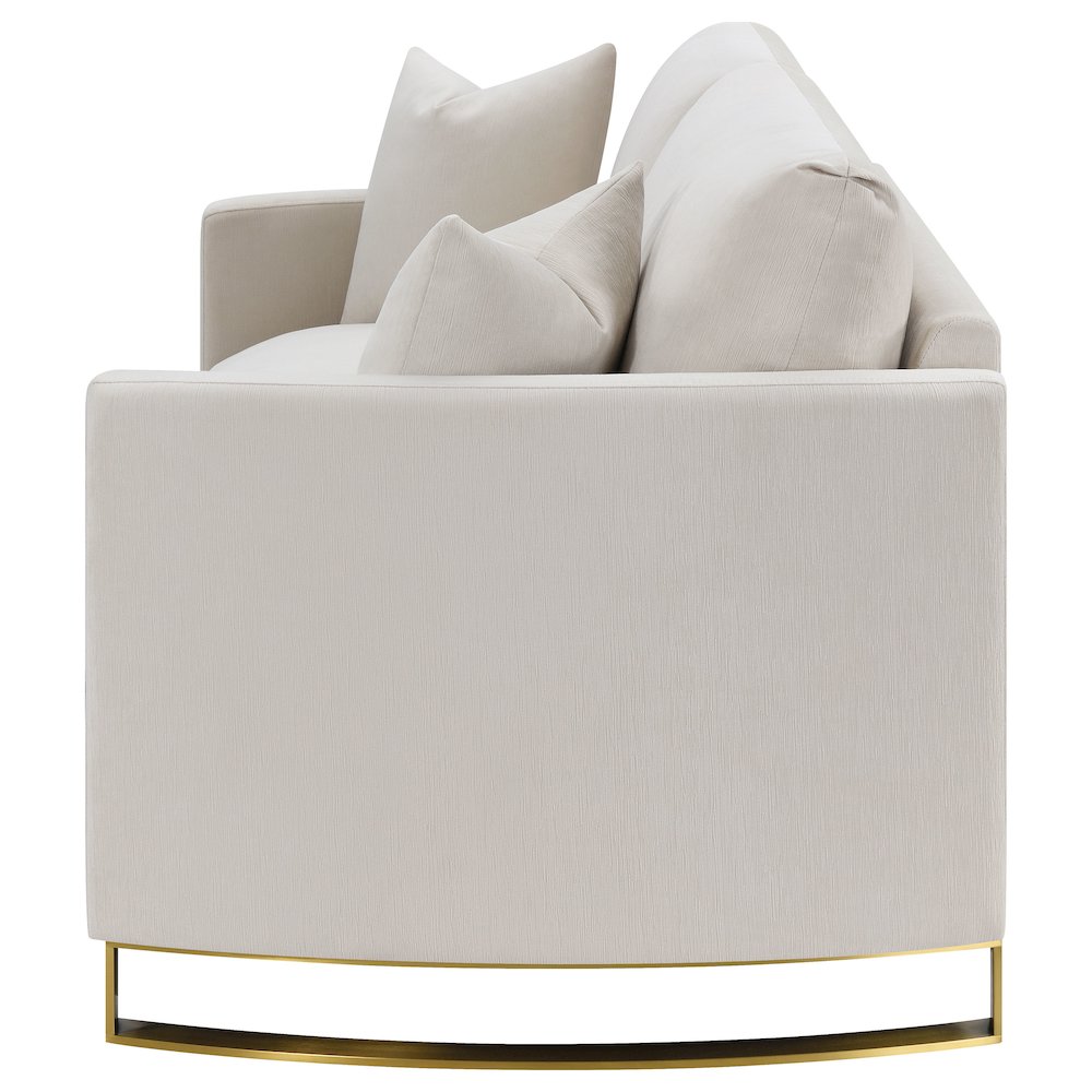 Corliss Upholstered Arched Arm Loveseat Beige. Picture 5
