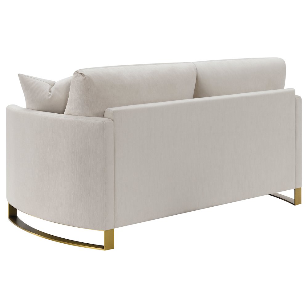 Corliss Upholstered Arched Arm Loveseat Beige. Picture 6