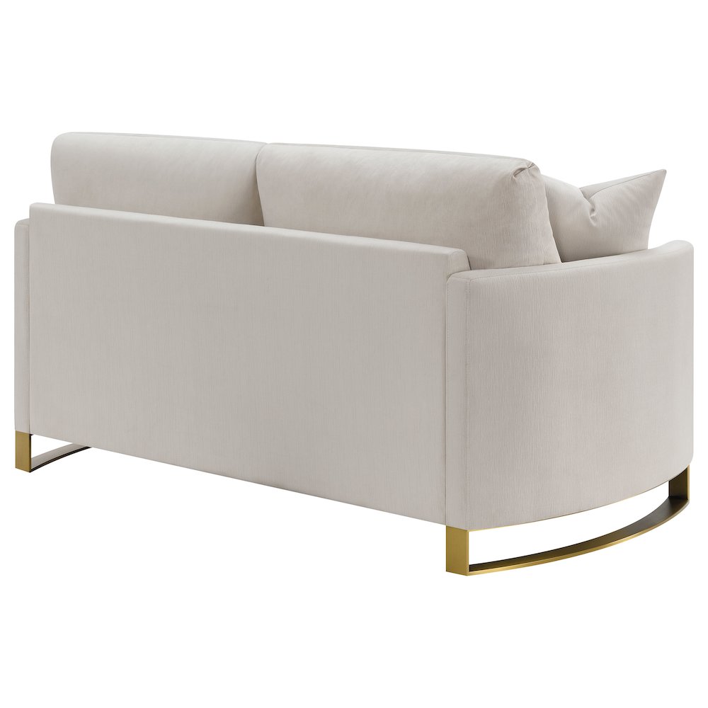 Corliss Upholstered Arched Arm Loveseat Beige. Picture 7