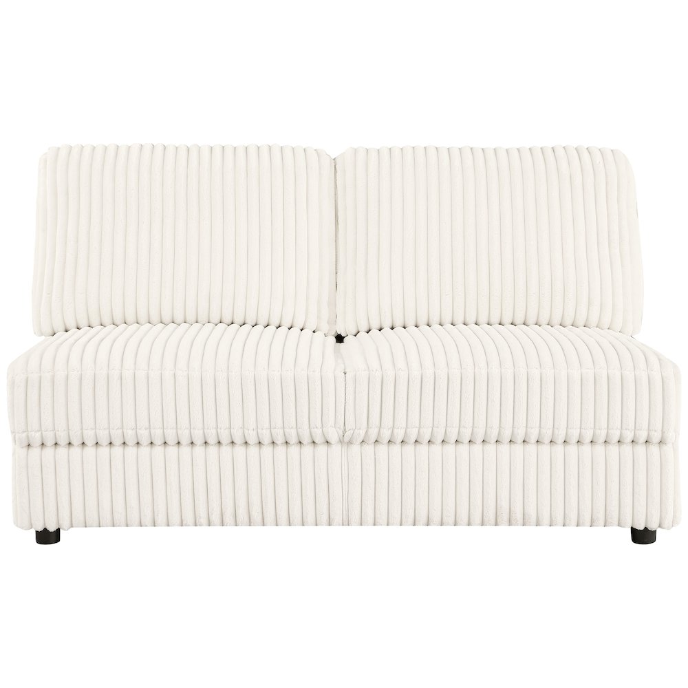 Emberson Upholstered Armless Loveseat Ivory. Picture 3