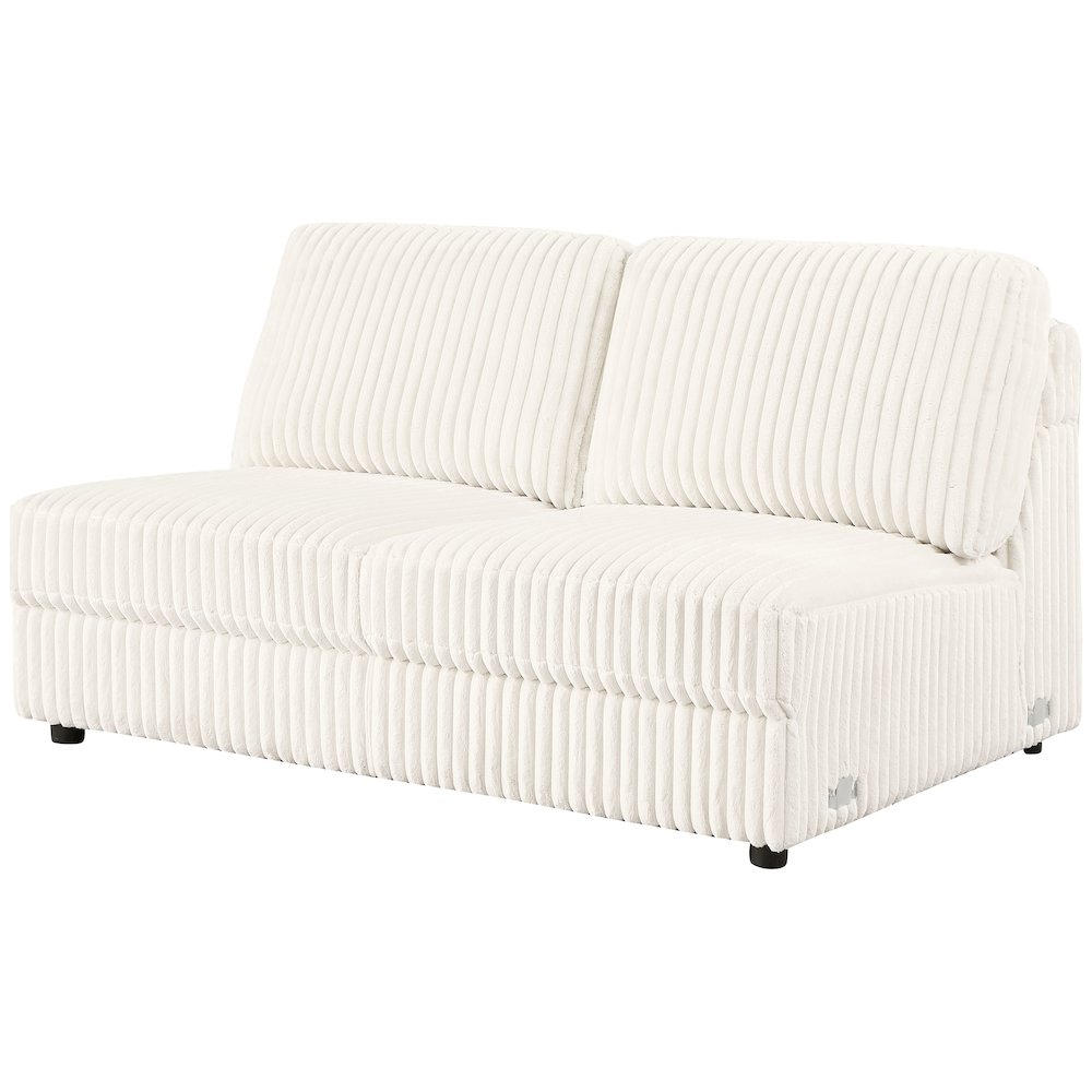 Emberson Upholstered Armless Loveseat Ivory. Picture 4