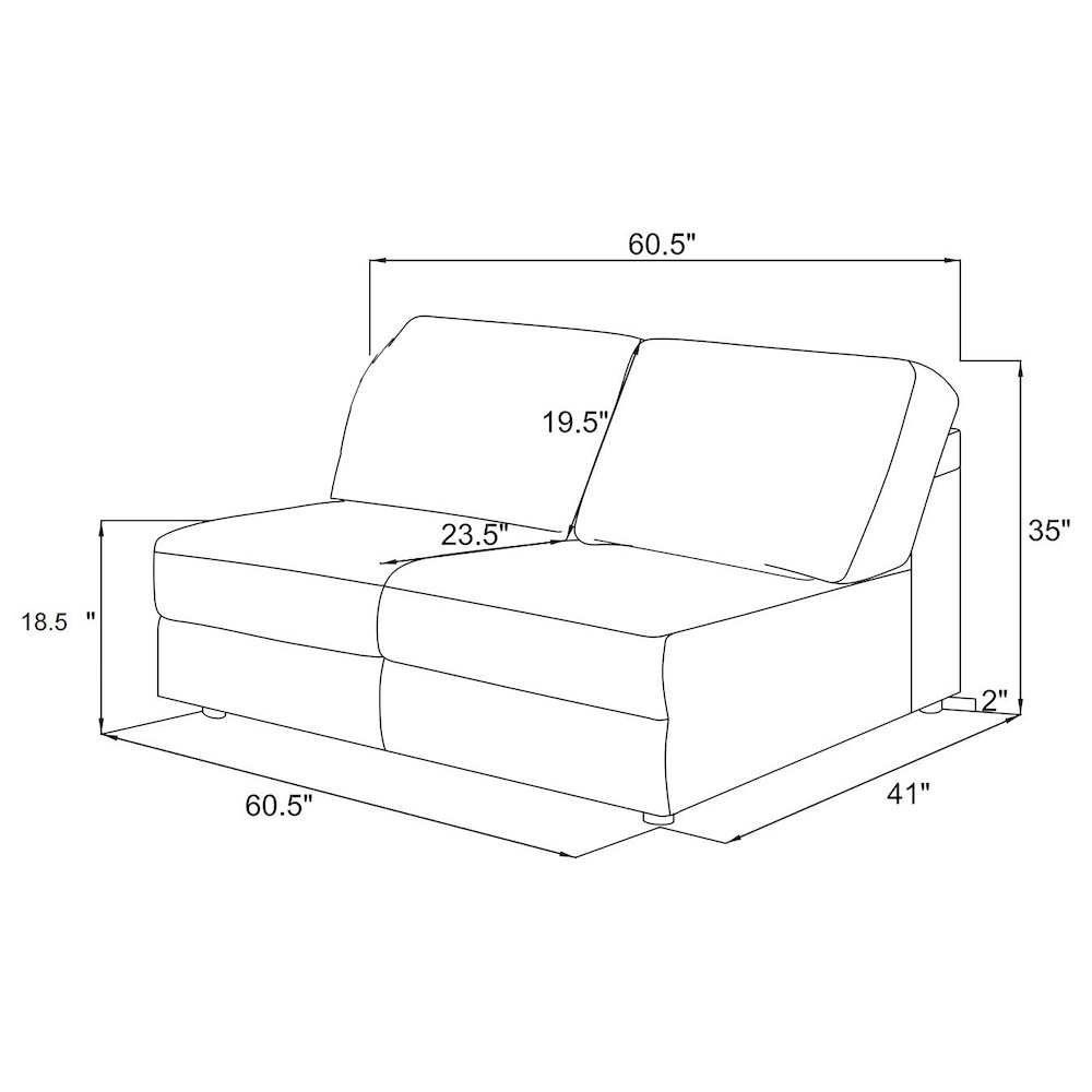 Emberson Upholstered Armless Loveseat Ivory. Picture 12