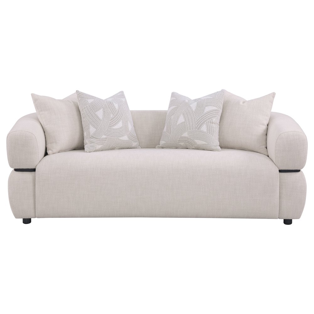 Jeanette 84-inch Fabric Upholstered Round Arm Sofa Beige. Picture 2