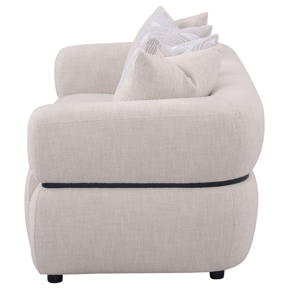 Jeanette 84-inch Fabric Upholstered Round Arm Sofa Beige. Picture 4
