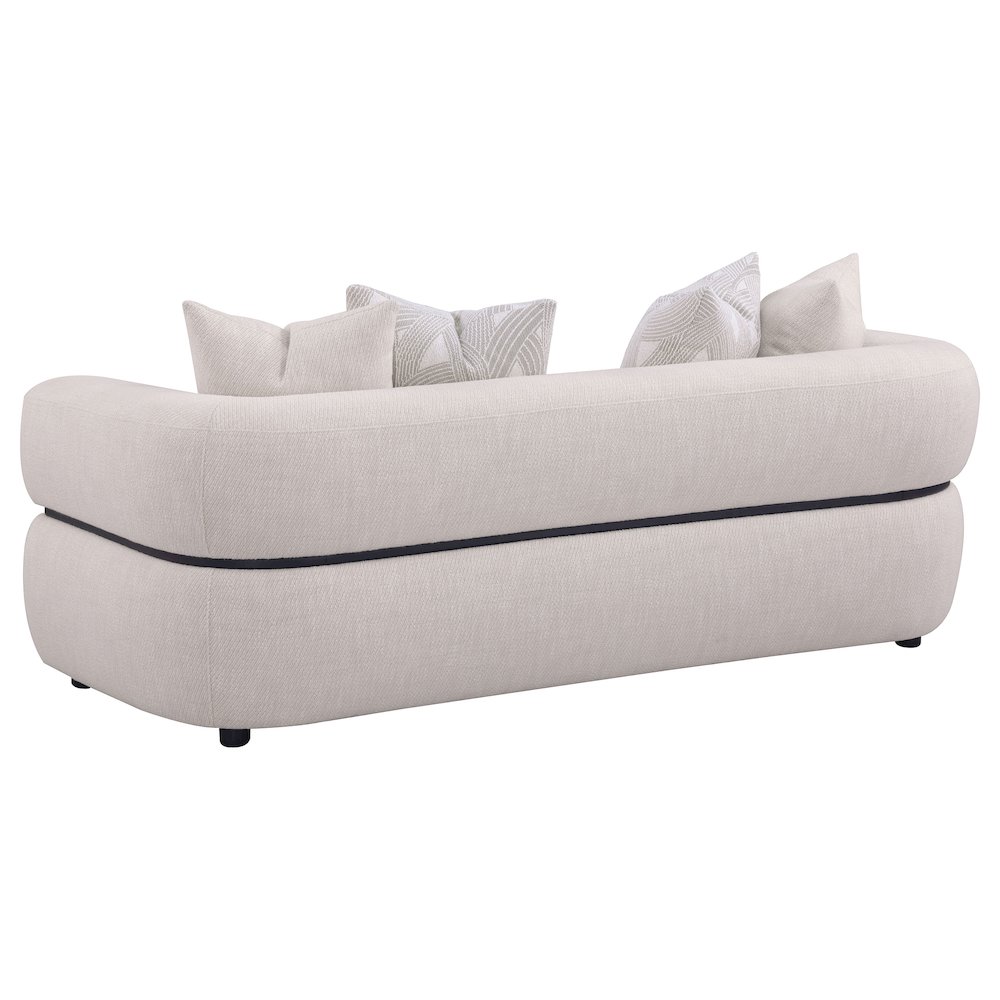 Jeanette 84-inch Fabric Upholstered Round Arm Sofa Beige. Picture 5