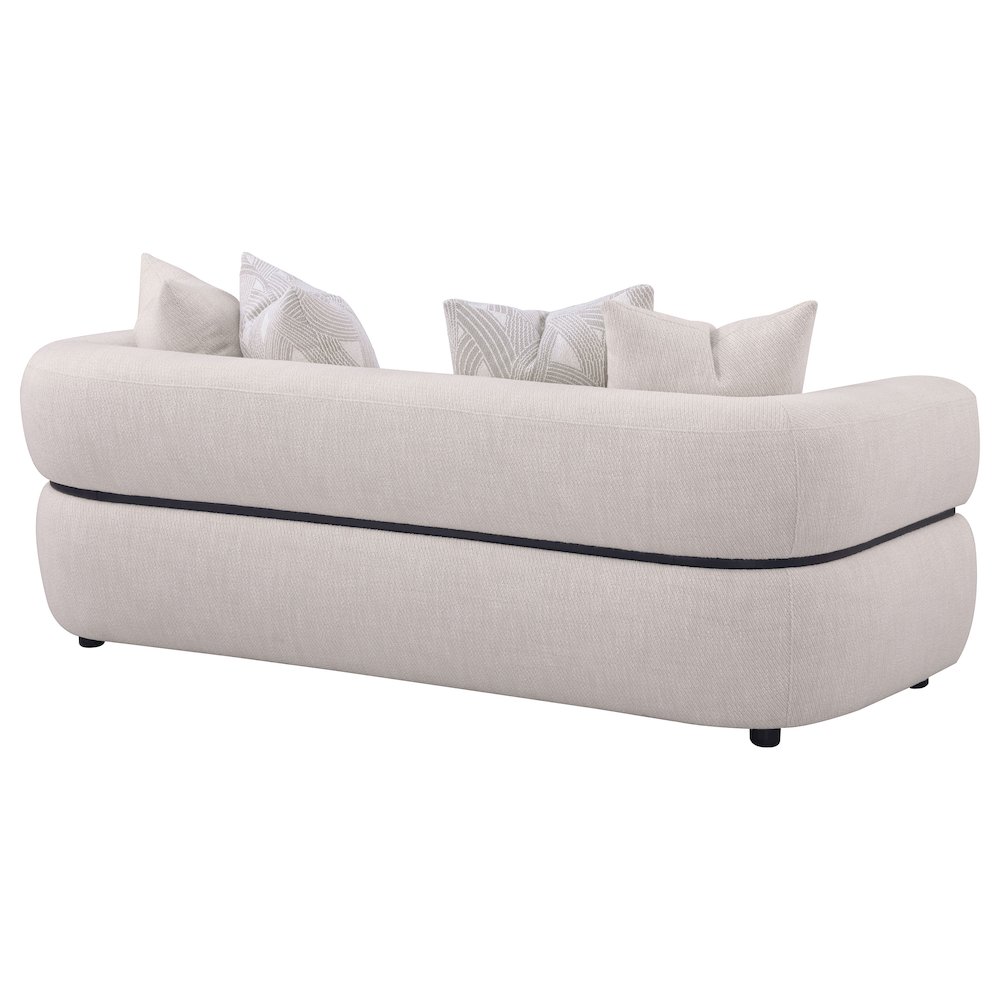 Jeanette 84-inch Fabric Upholstered Round Arm Sofa Beige. Picture 6