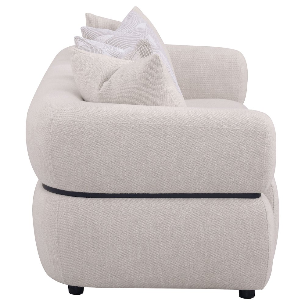 Jeanette 84-inch Fabric Upholstered Round Arm Sofa Beige. Picture 7