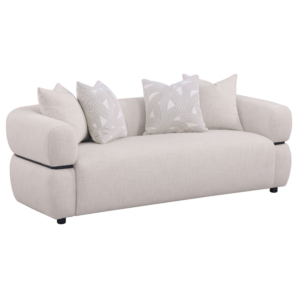Jeanette 2-piece Fabric Upholstered Round Arm Sofa Set Beige. Picture 2