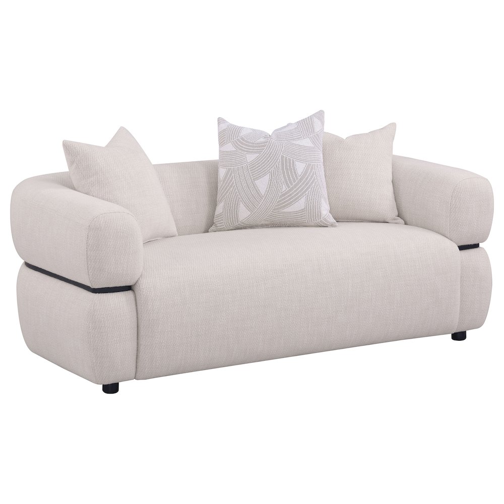 Jeanette 3-piece Fabric Upholstered Round Arm Sofa Set Beige. Picture 4