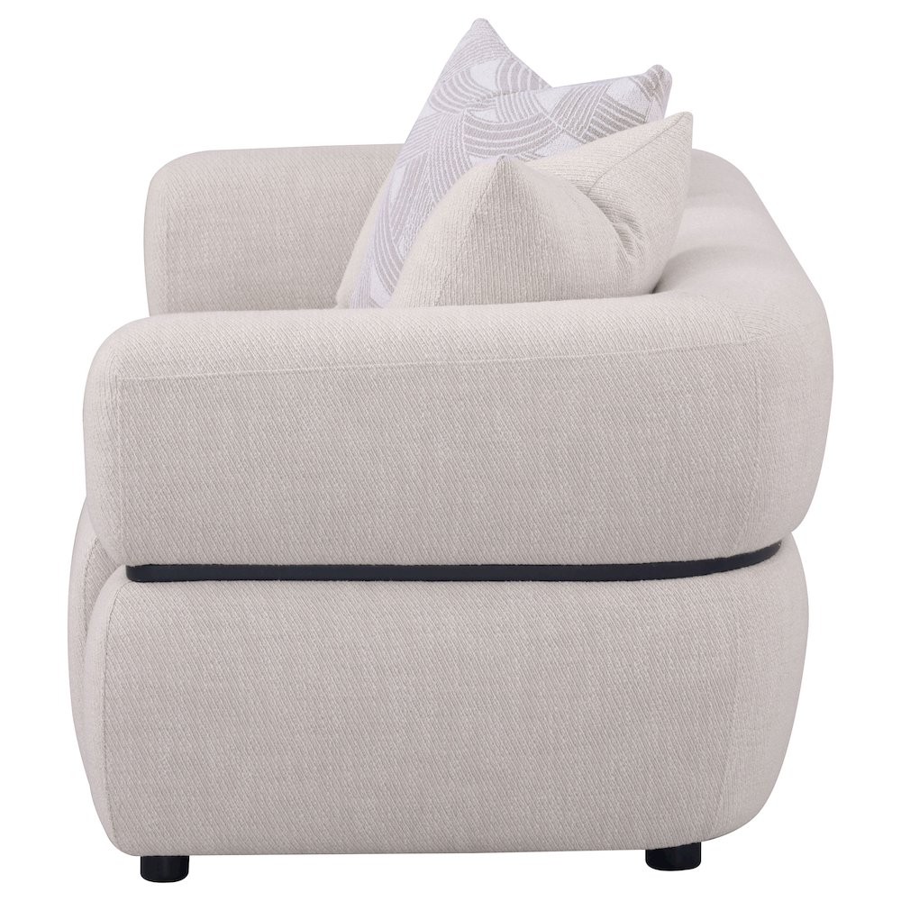 Jeanette 73-inch Fabric Upholstered Round Arm Loveseat Beige. Picture 4