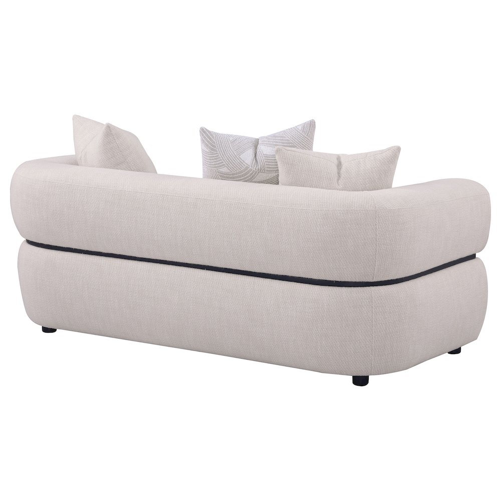 Jeanette 73-inch Fabric Upholstered Round Arm Loveseat Beige. Picture 6