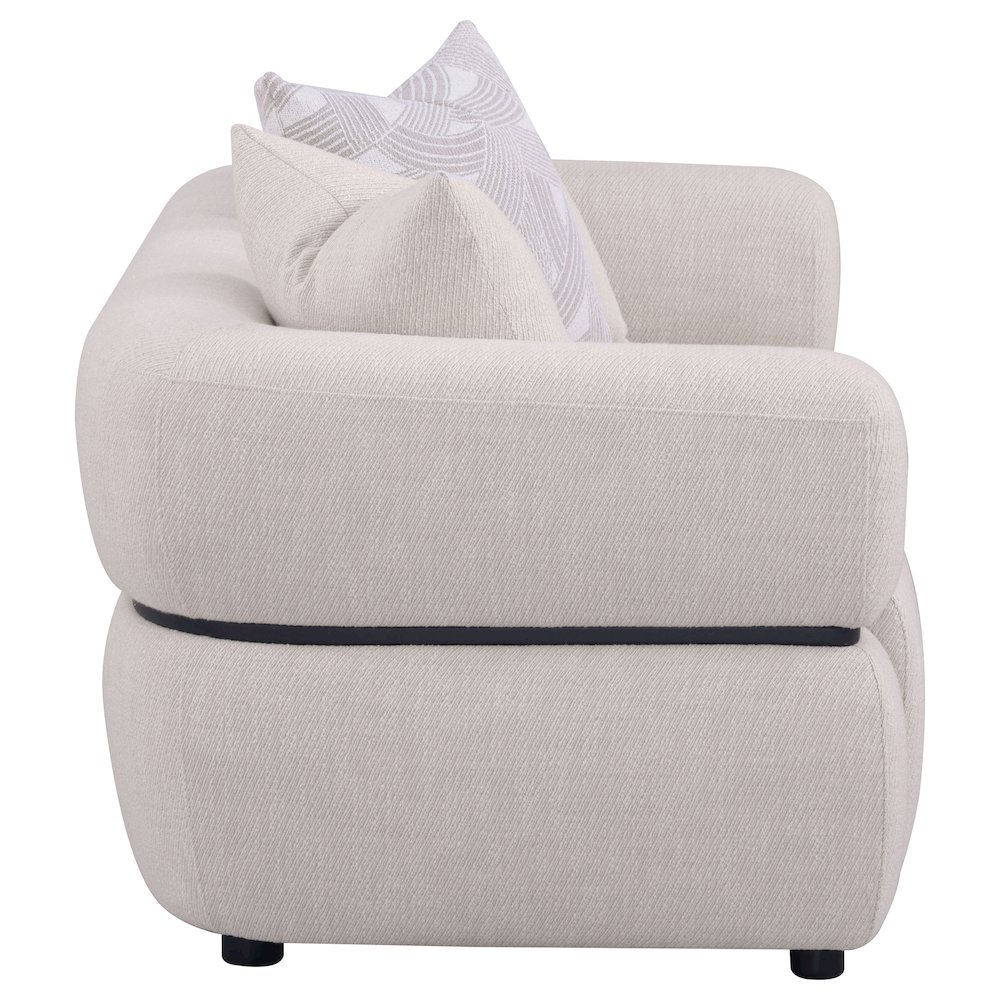 Jeanette 73-inch Fabric Upholstered Round Arm Loveseat Beige. Picture 7