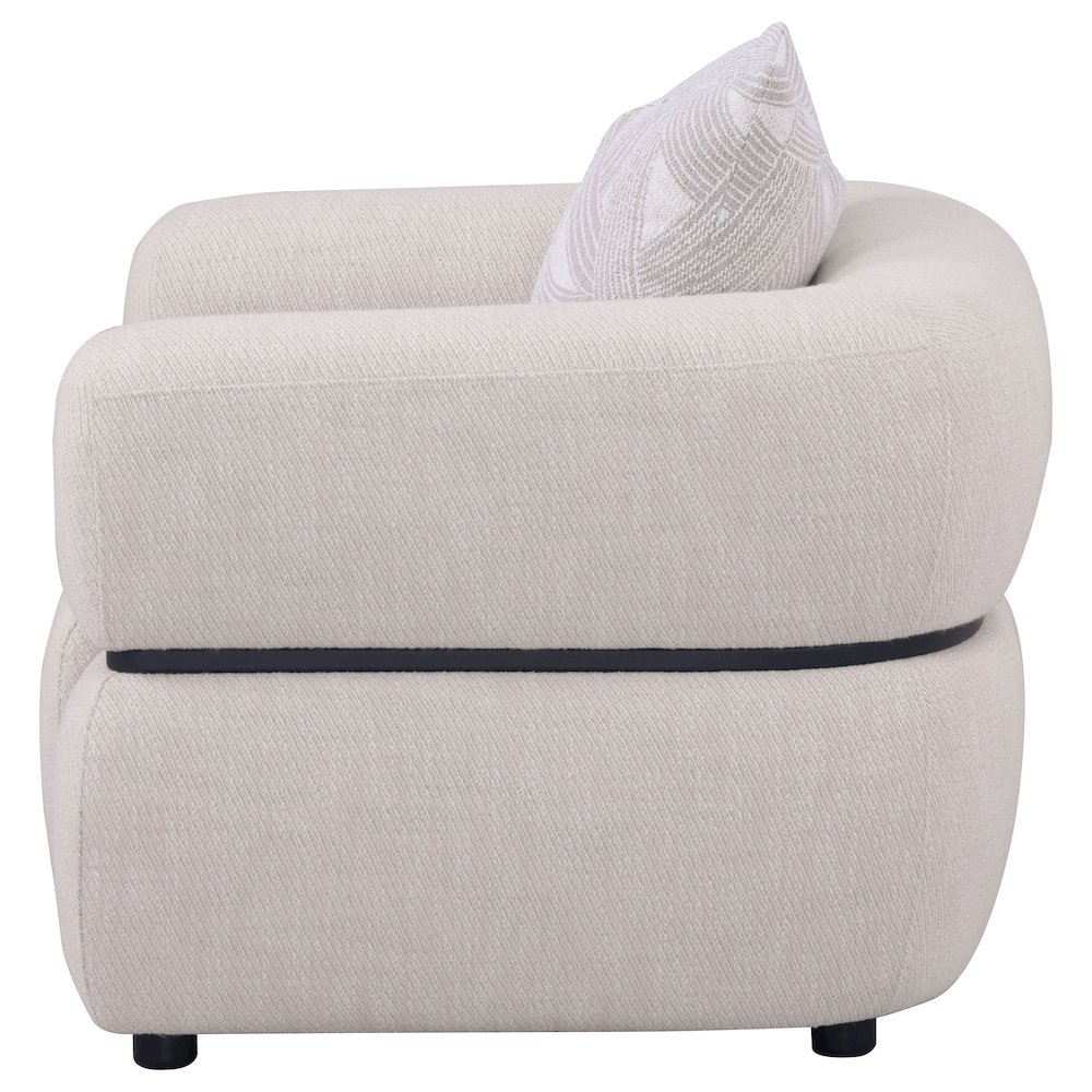 Jeanette Fabric Upholstered Round Arm Accent Chair Beige. Picture 4