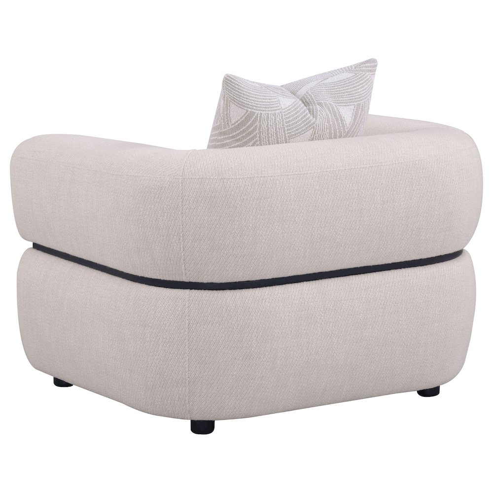 Jeanette Fabric Upholstered Round Arm Accent Chair Beige. Picture 5